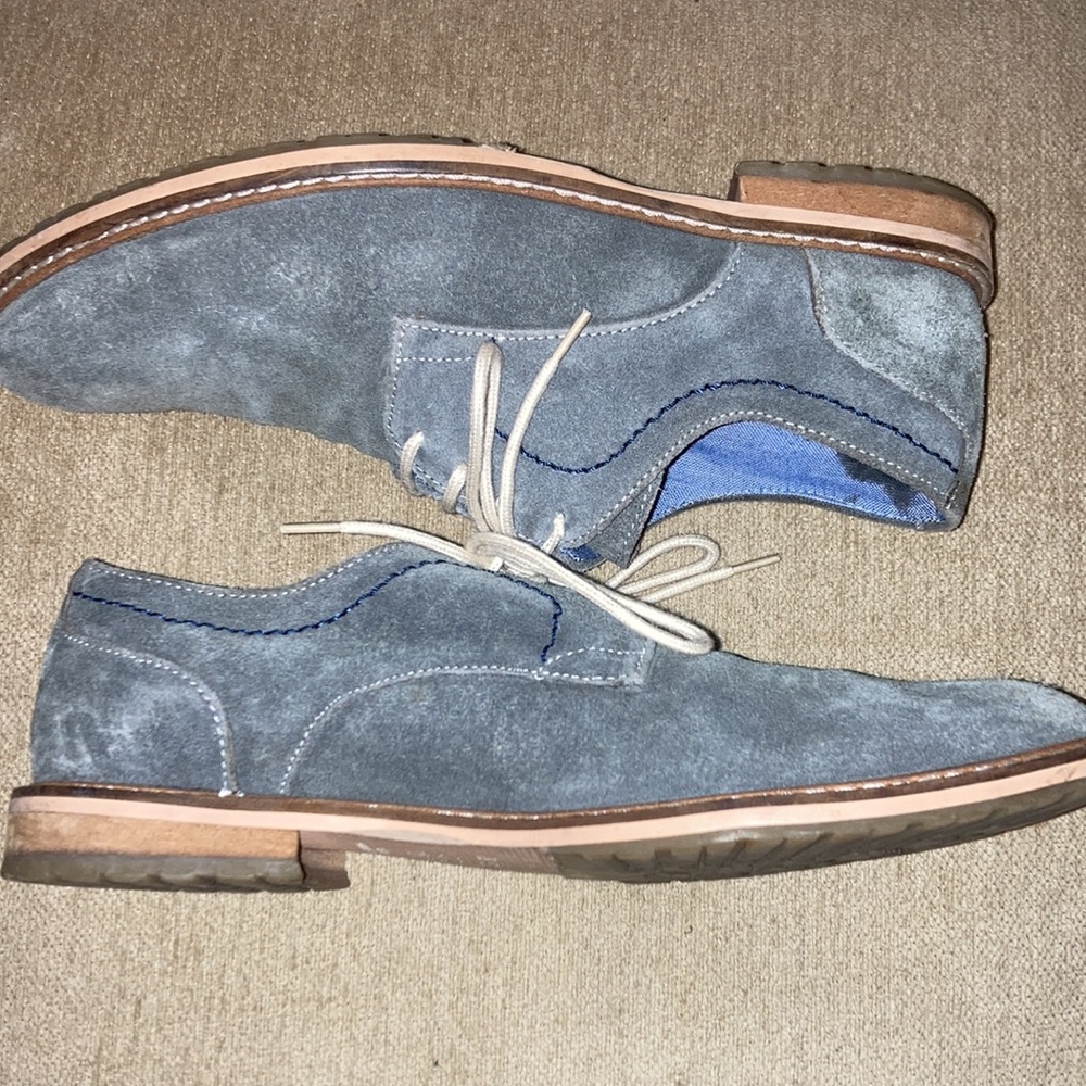 BEN SHERMAN Grey Suede Leather Derby Oxford Dress Shoes Mens Size 8 - Picture 10 of 11